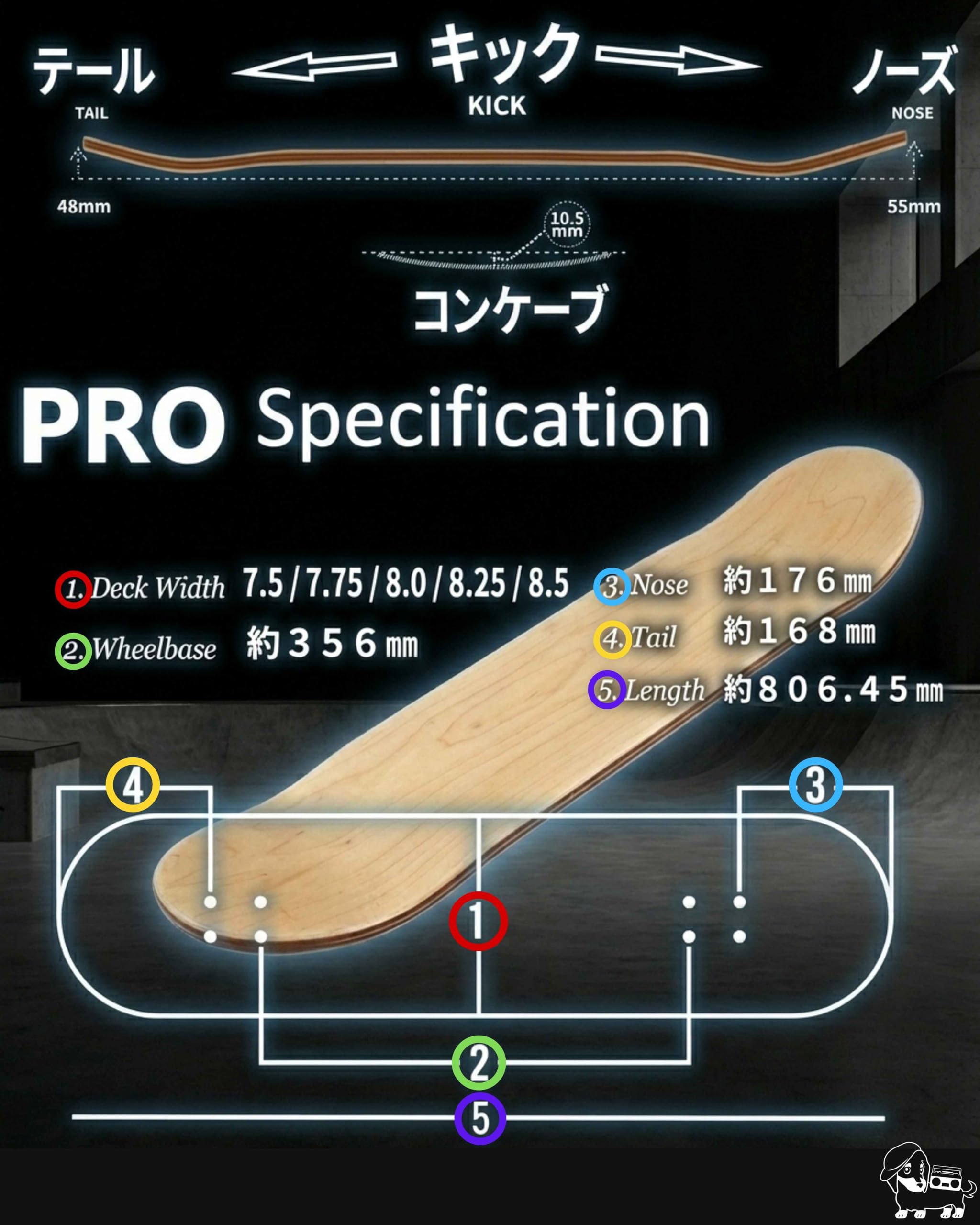 PROデッキ カナディアンメープル 7層(7.5〜8.5インチ) - 画像 (4)